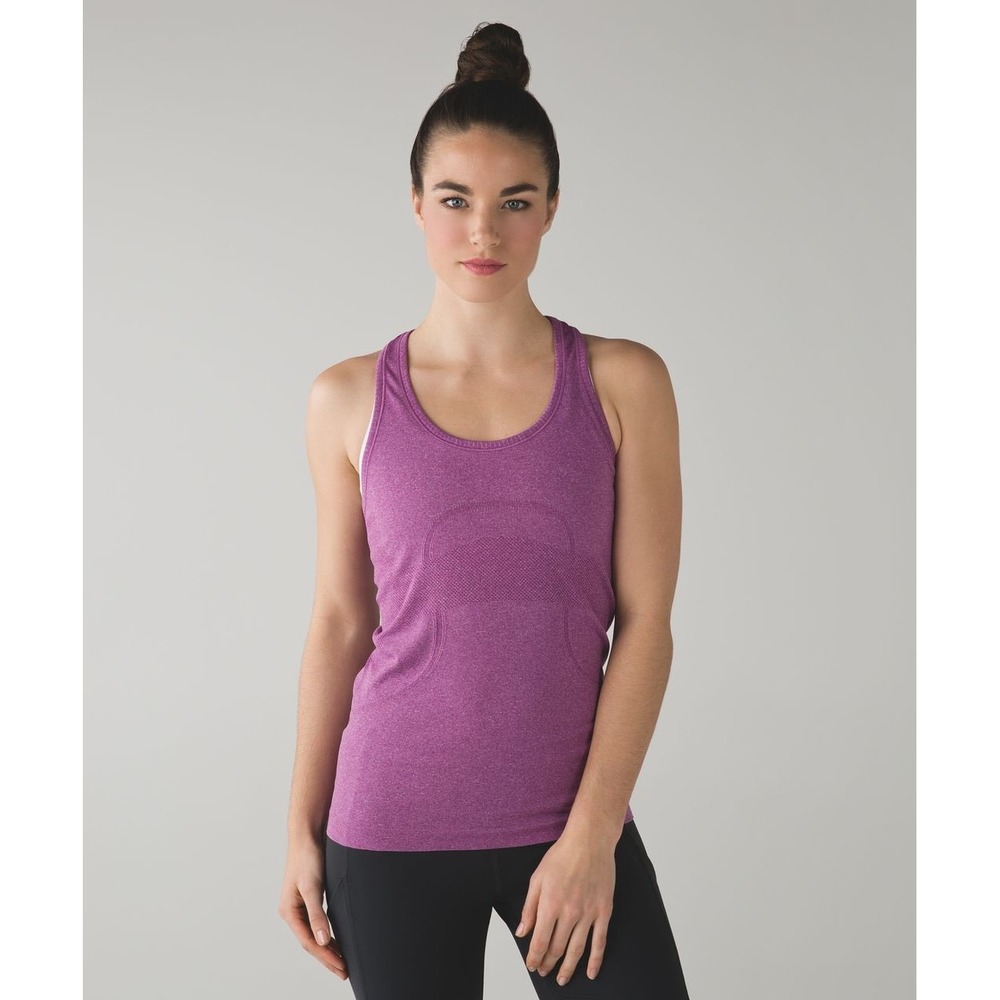 Lululemon Swiftly Tech Racerback Tank Top Heathered Purple 8 Gym Yoga Running